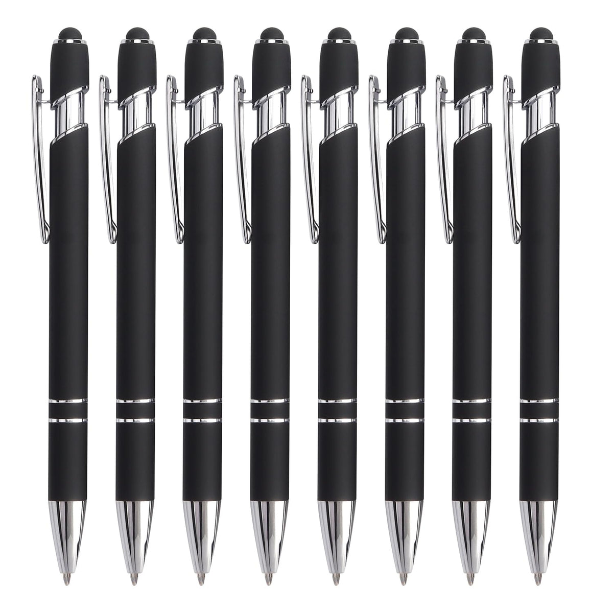 Bribobo 8 Pack Ballpoint Pen 2-in-1 Stylus, 1.0 mm Black Ink