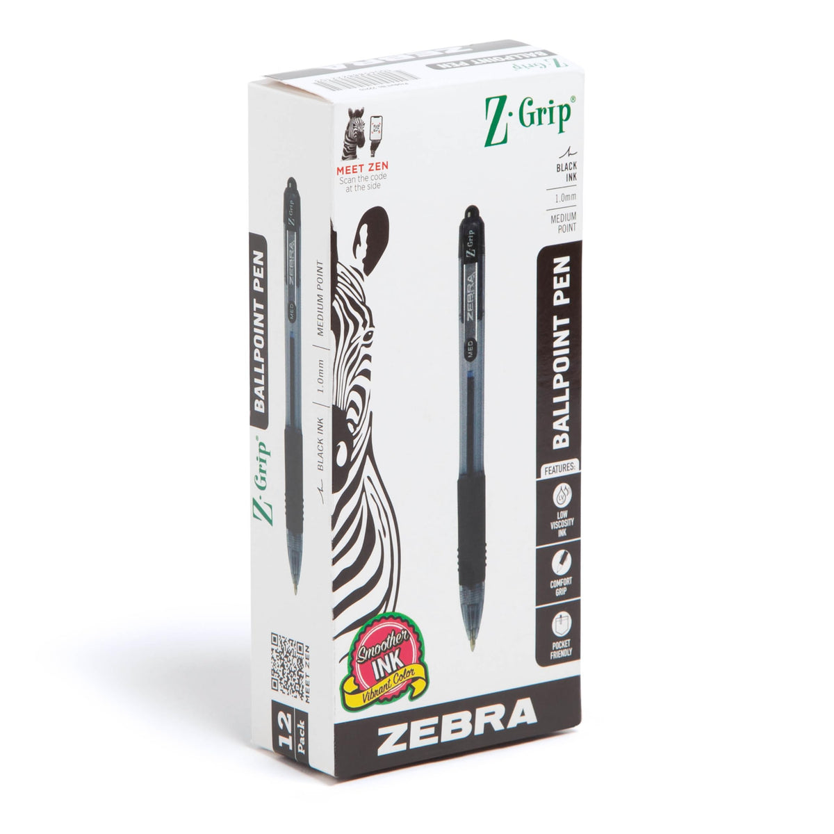 Zebra Pen Z-Grip Ombre Neon Retractable Ballpoint Pen, Black, 1.0mm, 18-Pk