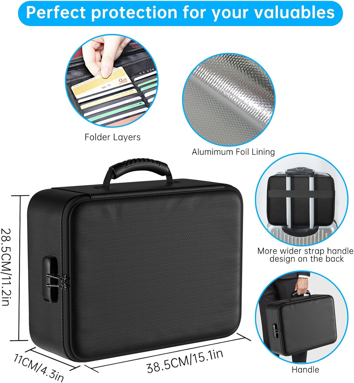 ENGPOW 5200°F Fireproof Document Bag with Lock,8 Layers Heat Insulated