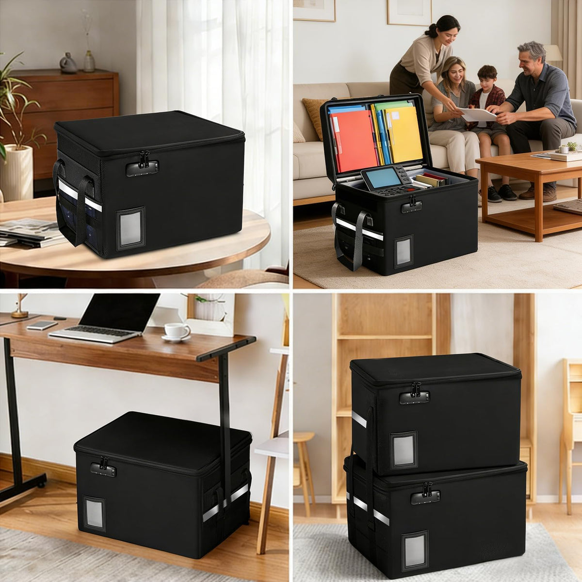 Large Fireproof Document File Organizer Box, 6400°F Fireproof Storage Filing Cabinet with Lock, Portable Office Safe Box for Hanging Letter/Legal Folder 16.1 x 12.9 x 11in (Black)