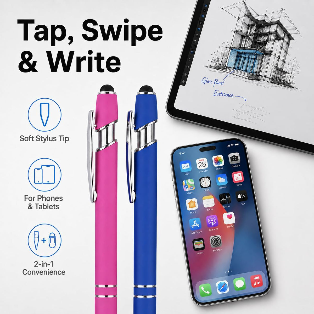 Innertone 8 Pack Pens Ballpoint, Pens Fine Point Smooth Writing Pens