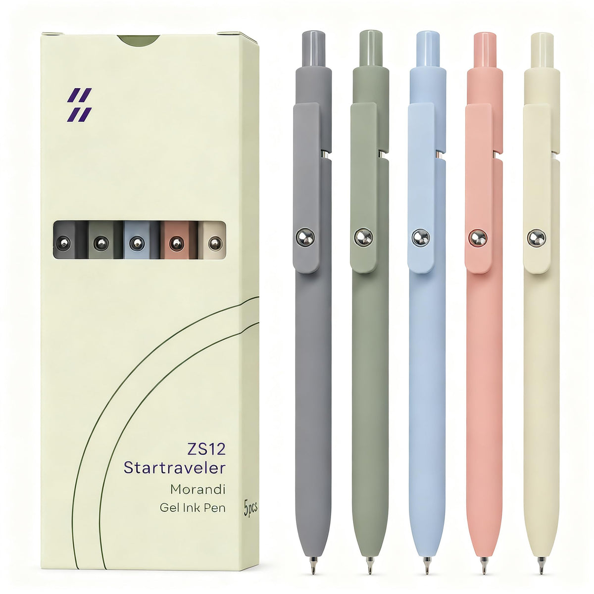 FIOVER Gel Pens 5pcs 0.5mm Quick Dry Black Ink Fine Point Pens