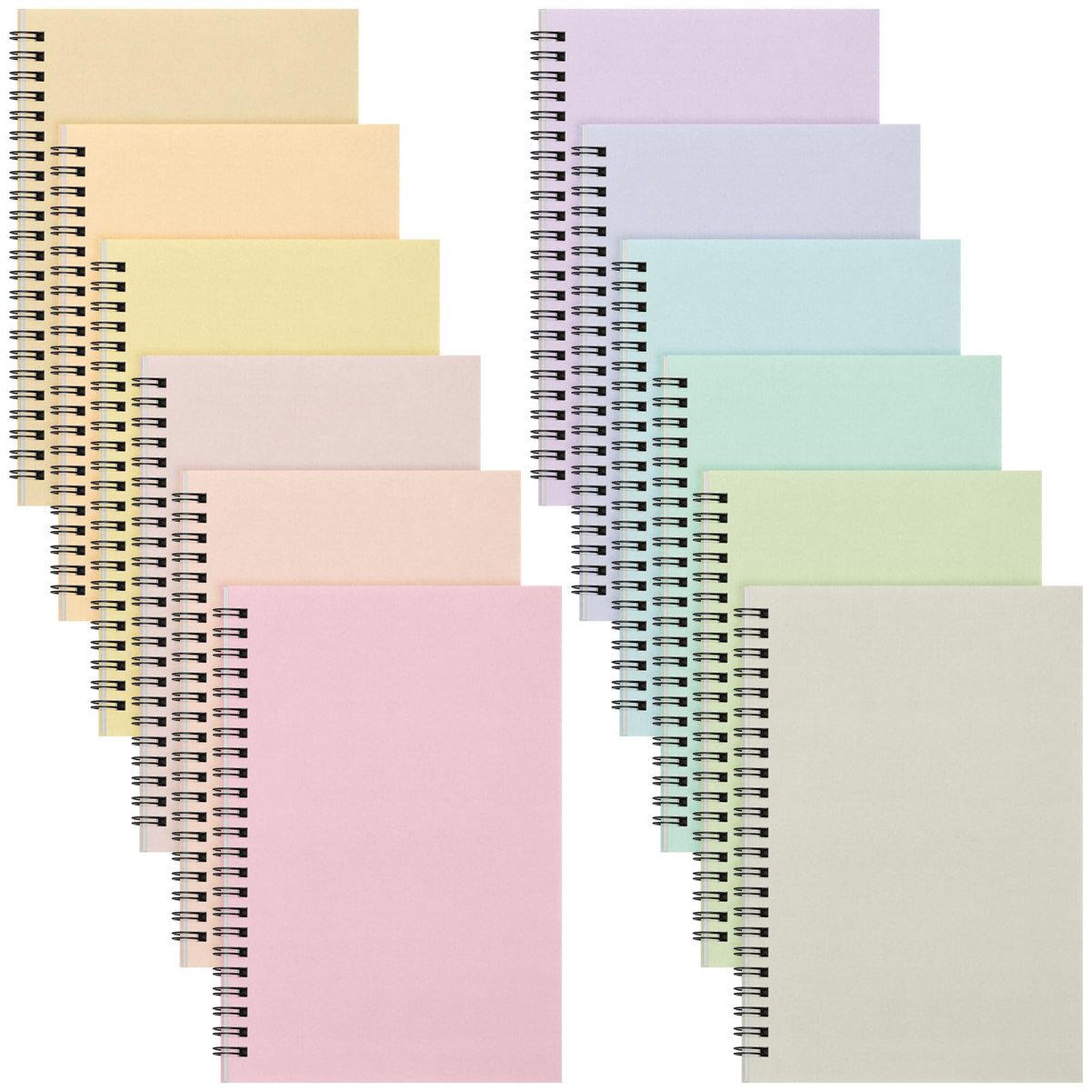Fuutreo 12 Pcs Spiral Notebook for Work, 8.3 x 5.7 Office Color,Classic