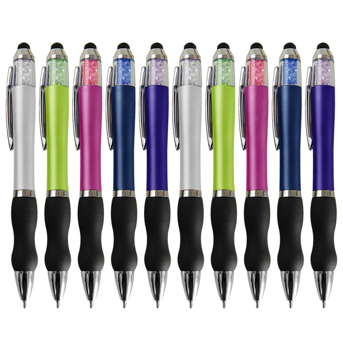 MiSiBao Ballpoint Writing Pens,8 pack(5 count+3 refills) with Stylus Tips 1mm Medium Point Pen Black Ink Pen Stylus Pens for iPads