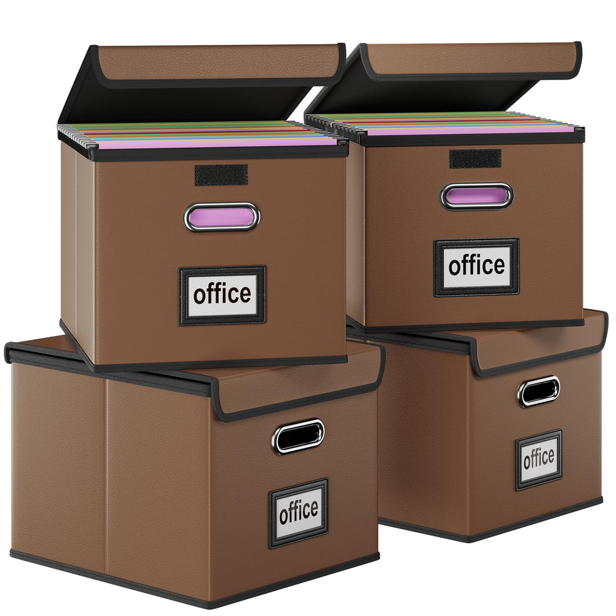 File Organizer Box with Lids, Collapsible File Folder Organizer