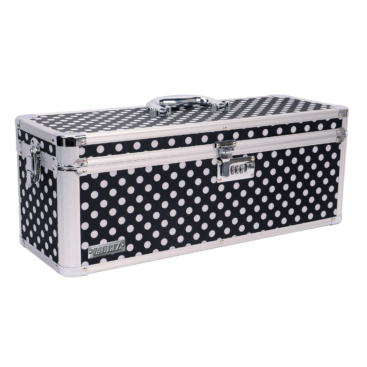 Vaultz Secure Security Lock Boxes - Safe Combination Lock Box, Storage for Documents, Valuables, Medicine & Money - 9.88 x 7.75 x 7 Inch - Black/Chrome
