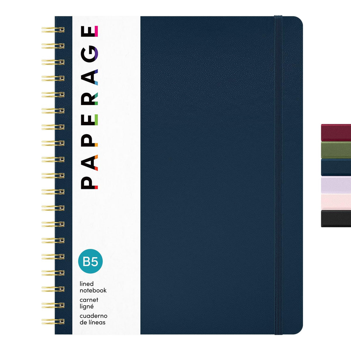 PAPERAGE Lined Spiral Journal Notebook, (Olive Green), 160 Pages, Hardcover Journal for Women & Men, Medium 5.5 in x 8 in - 100 GSM, Thick Paper, Spiral Notebook for Work, School & Journaling
