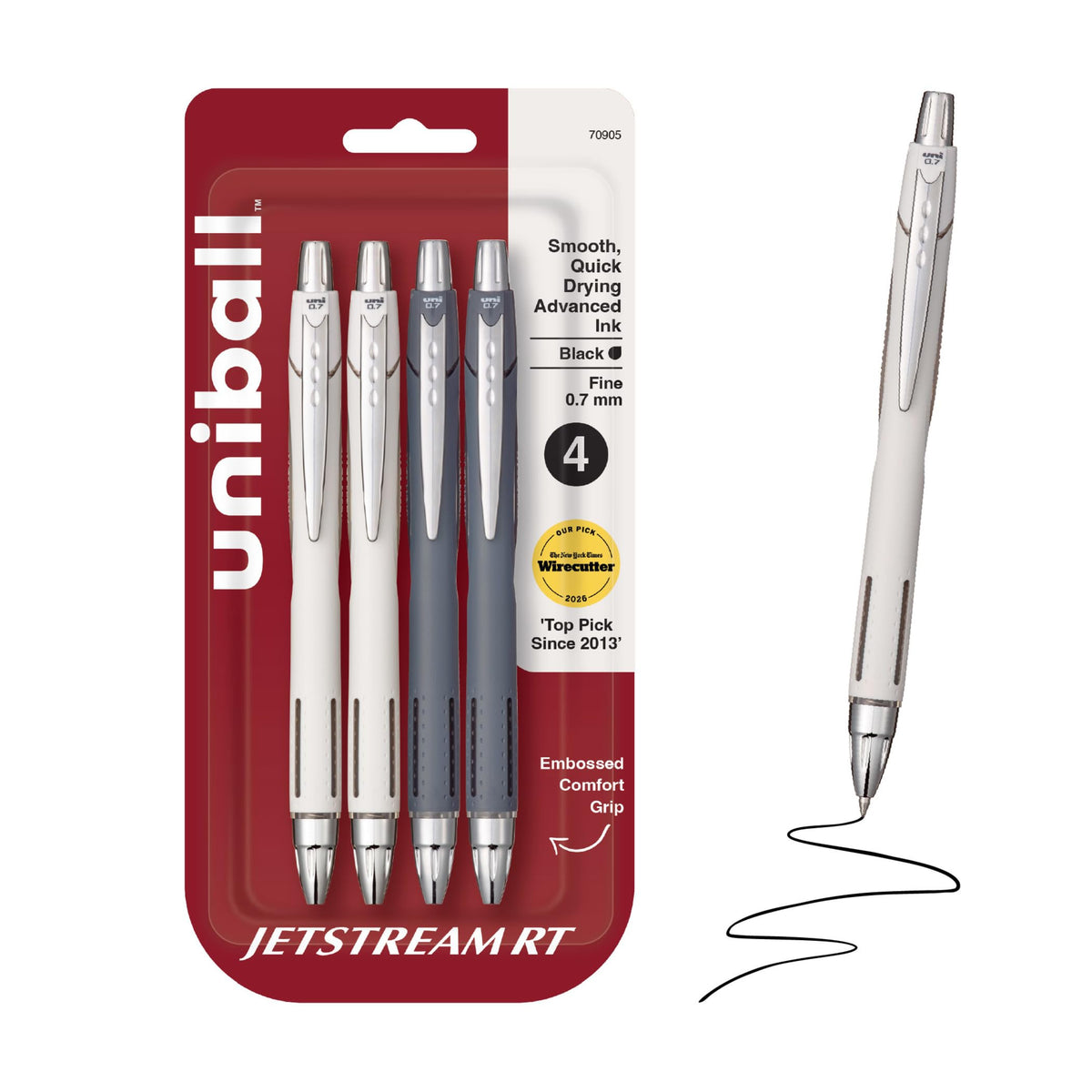 uniball™ Jetstream RT Ballpoint Pens, Black Ink, 0.7mm Fine Point, 3 Count
