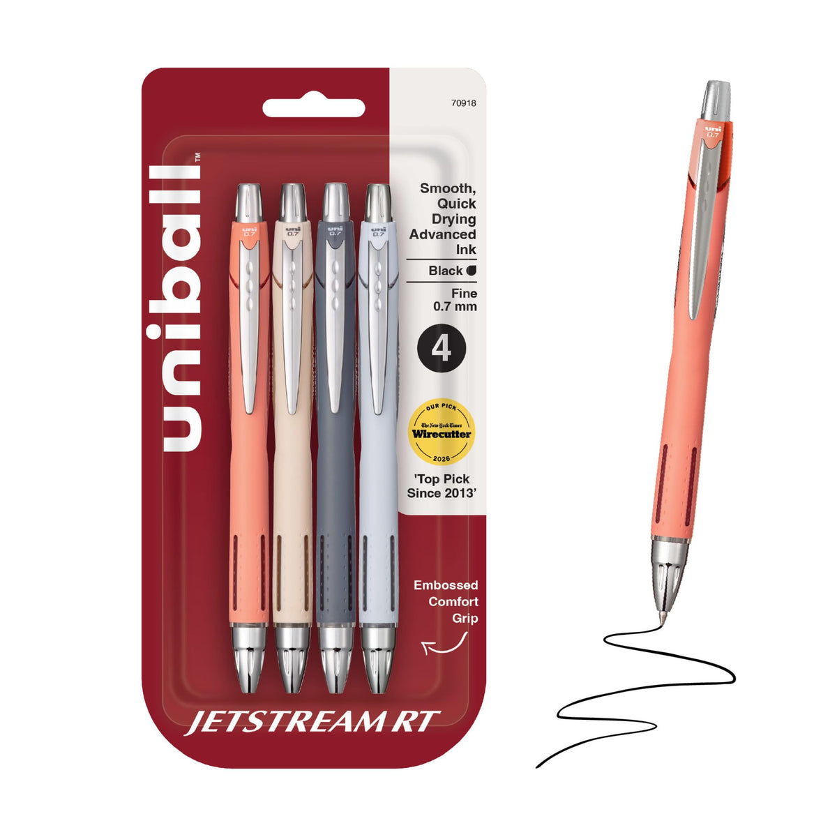 uniball Jetstream RT Ballpoint Pens, Fine Point (0.7mm), Black (Pack of 24)