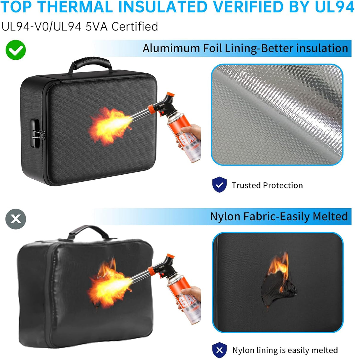 ENGPOW 5200°F Fireproof Document Bag with Lock,8 Layers Heat Insulated