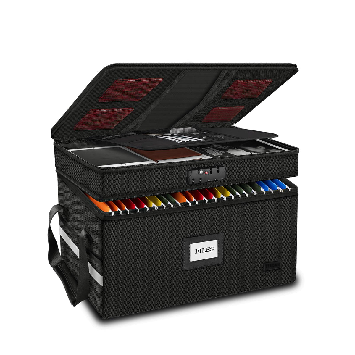 Fireproof File Oganizer with Lock, 2 Layer Fireproof Document Storage Box