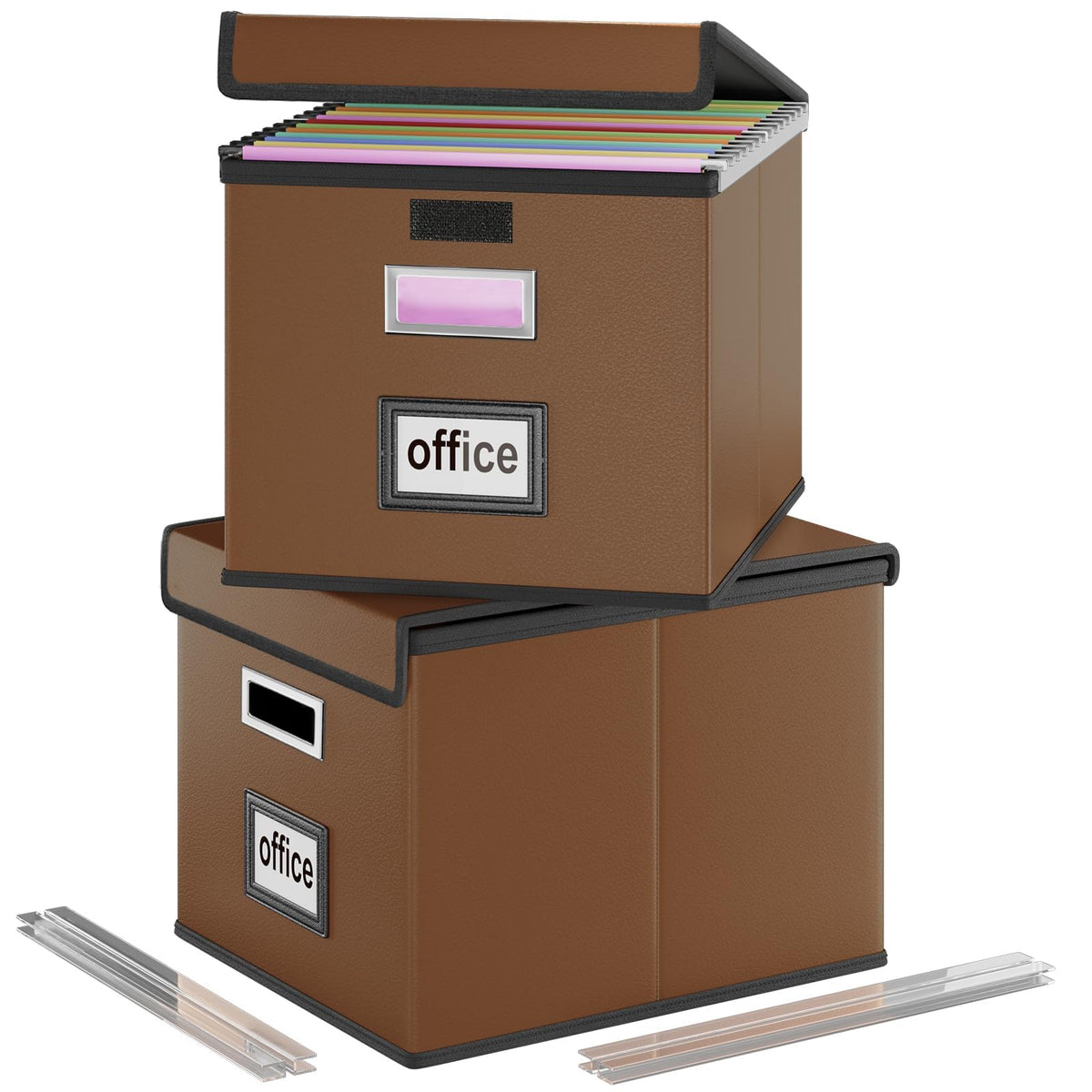 File Organizer Box with Lids, Collapsible File Folder Organizer