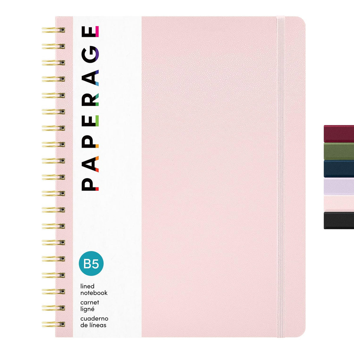 PAPERAGE Lined Spiral Journal Notebook, (Olive Green), 160 Pages, Hardcover Journal for Women & Men, Medium 5.5 in x 8 in - 100 GSM, Thick Paper, Spiral Notebook for Work, School & Journaling