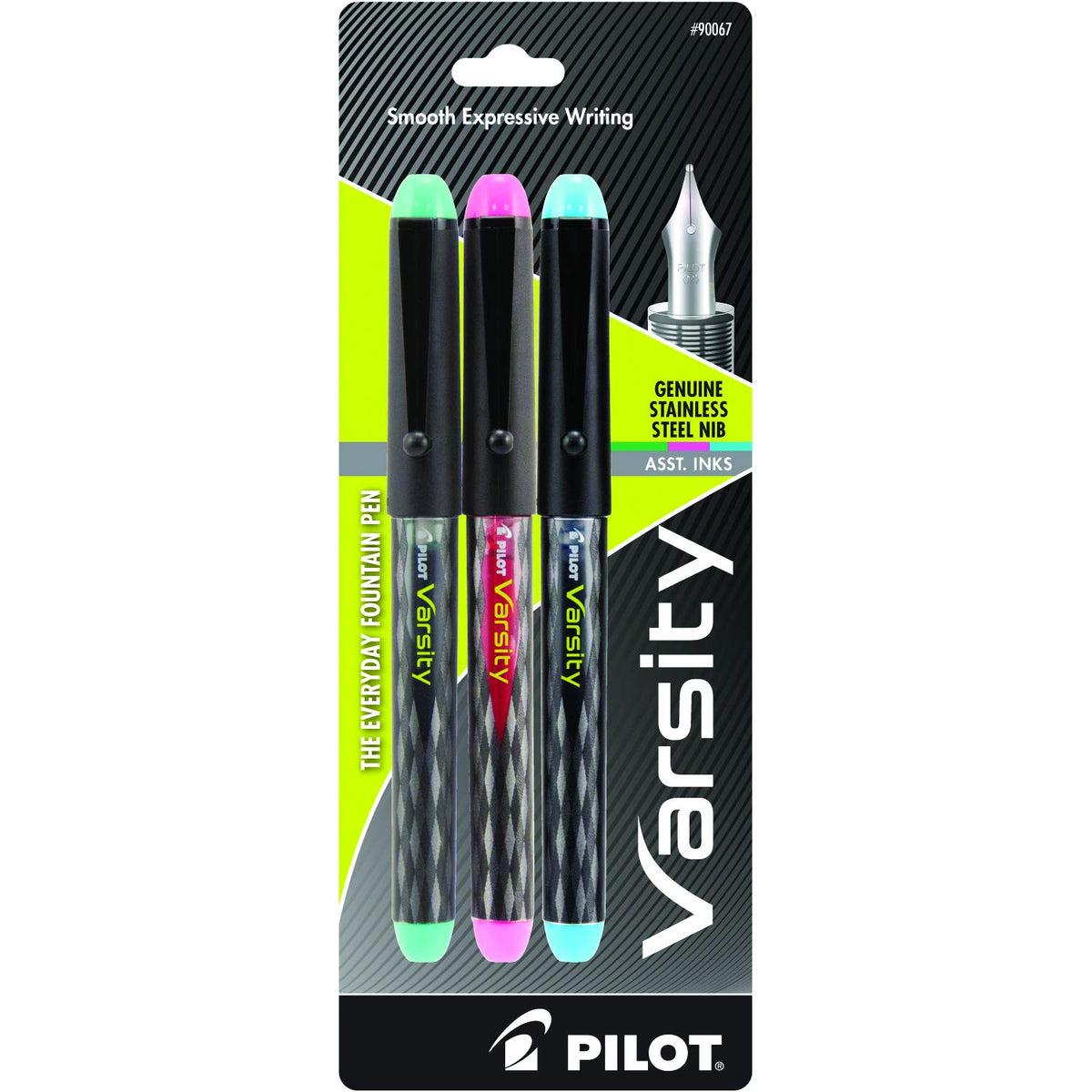 PILOT Precise Varsity Pre-Filled Fountain Pens, 1.0mm, Multicolor, 7-Pack
