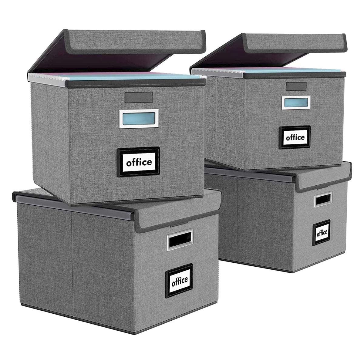 File Organizer Box with Lids, Collapsible File Folder Organizer