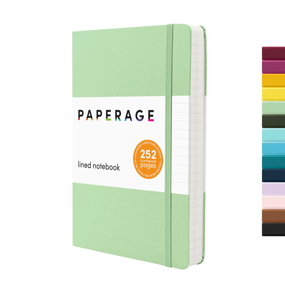 PAPERAGE Lined Journal Notebook, Hardcover Journal for Women & Men, 160 Pages, (5.6 in x 8 in), College Ruled Journaling Notebook for Work, School Supplies & Note Taking, (Green)