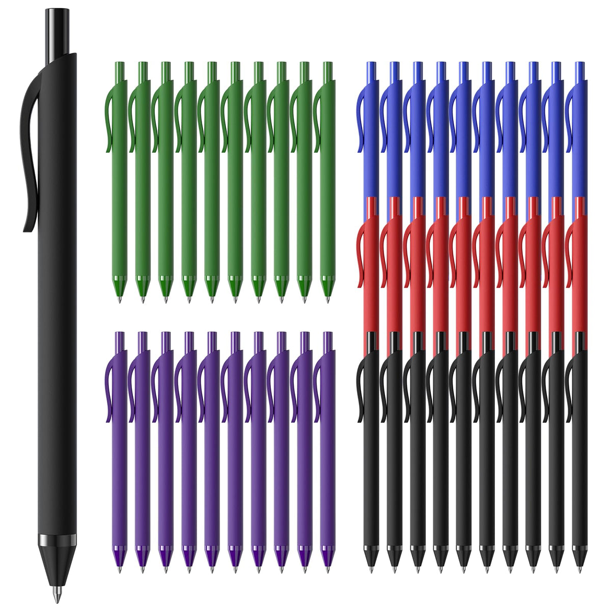 Black Pens Bulk 50 Pack 1.0mm Ballpoint Pen for Smooth Writing