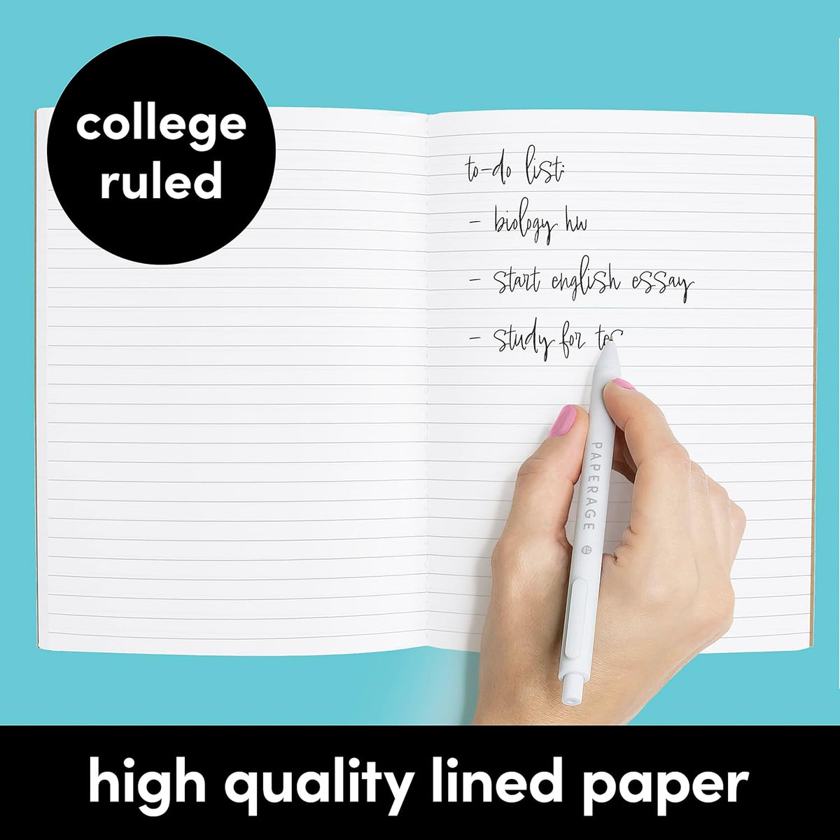 PAPERAGE 6-Pack Composition Notebook Journals, 120 Pages, Kraft Cover with Rainbow Spines, College Ruled Lined Paper, Small Size (8 in x 5.75 in) – for Home, Office or School Supplies