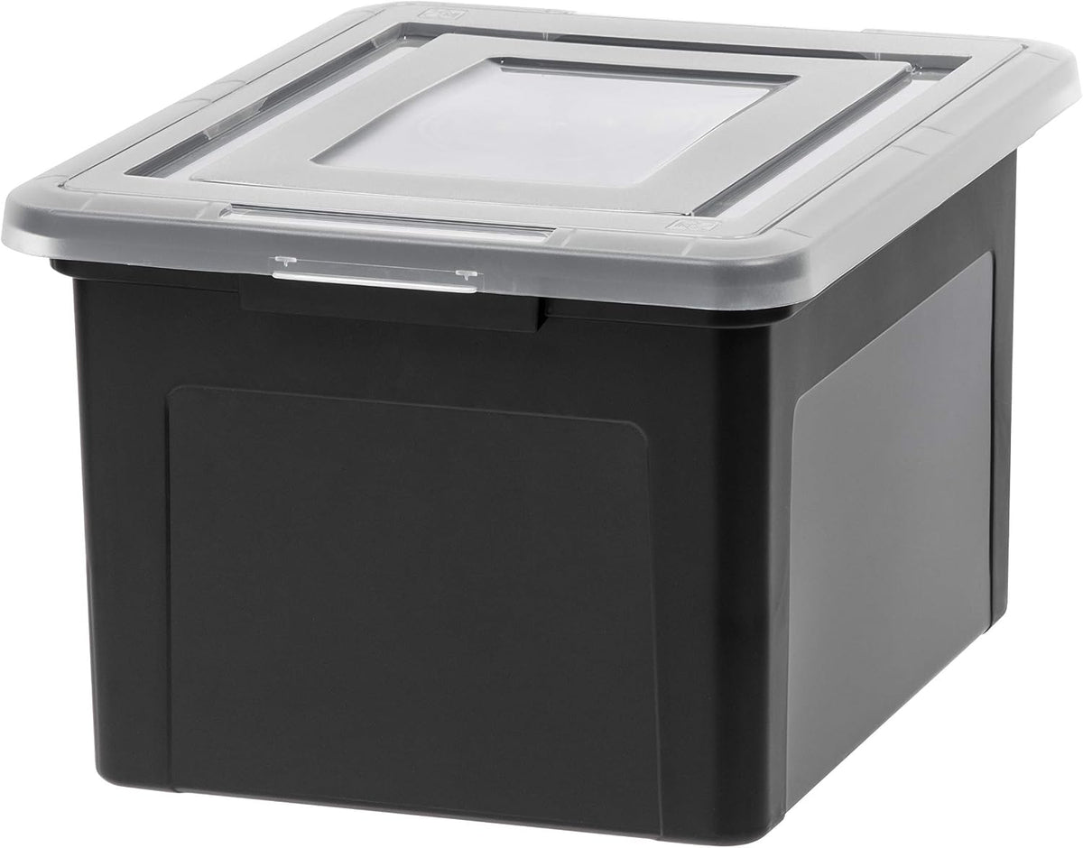 IRIS USA 35 Qt. Letter/Legal File Box with Latching Lid, Black
