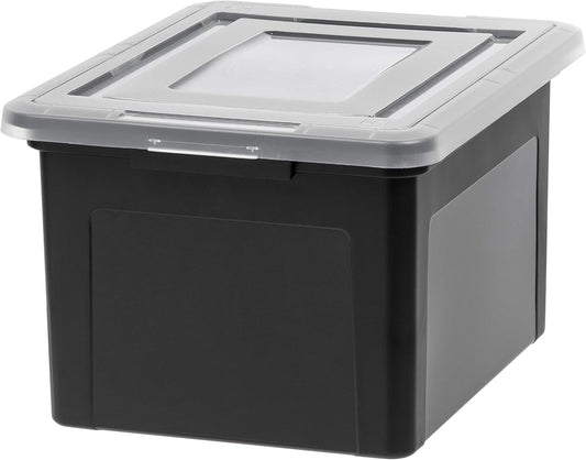 IRIS USA 35 Qt. Letter/Legal File Box with Latching Lid, Black