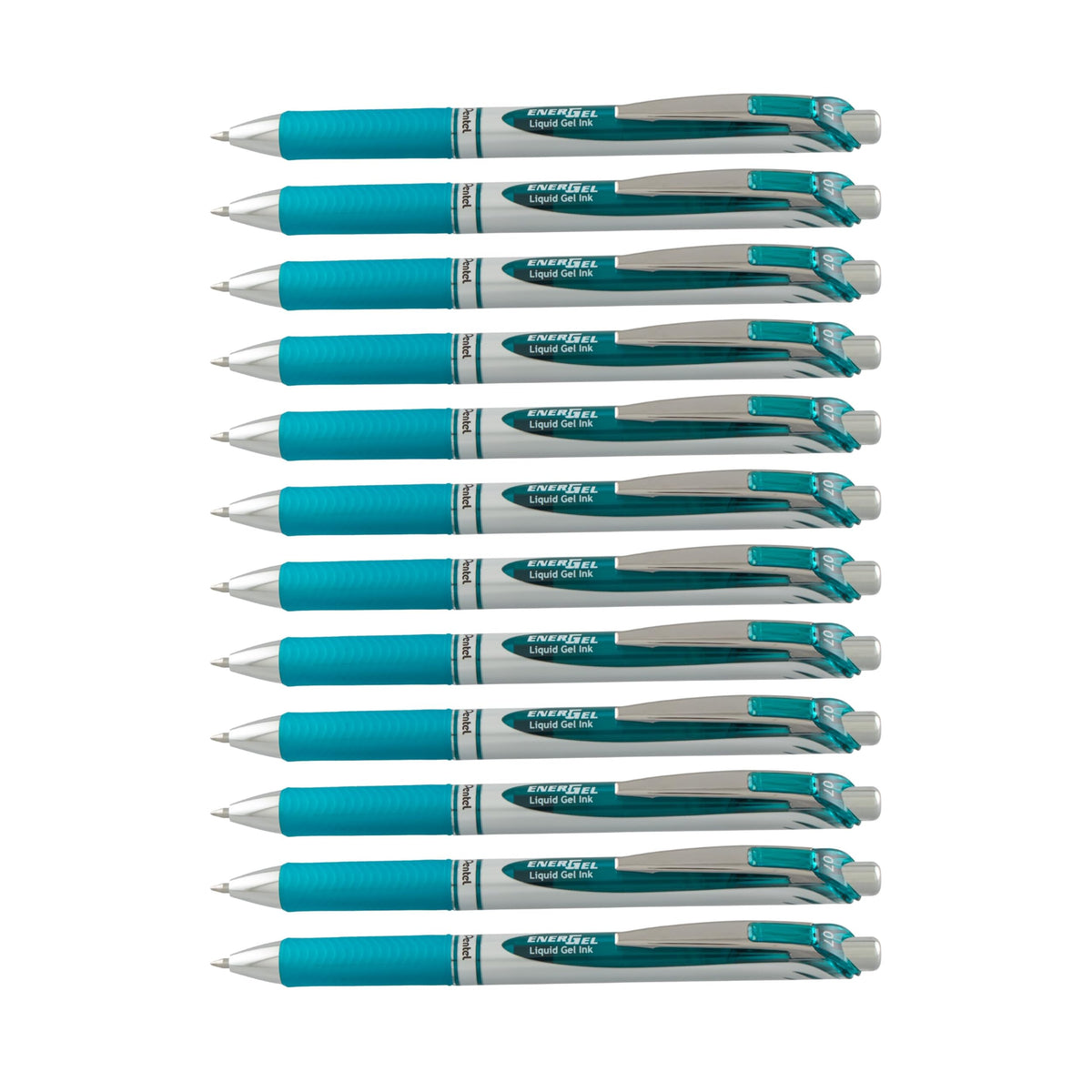 Pentel EnerGel RTX Retractable Liquid Gel Pen, (0.7mm) Medium Line, Metal Tip, Black Ink, Box of 12 (BL77-A)