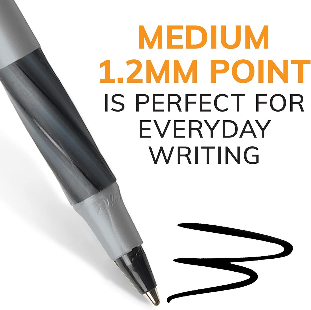 BIC Round Stic Grip Xtra Comfort Black Ballpoint Pens, 12-Count Pack