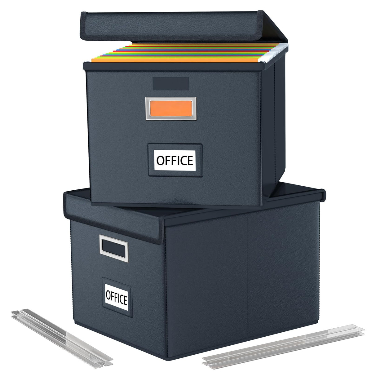 File Organizer Box with Lids, Collapsible File Folder Organizer