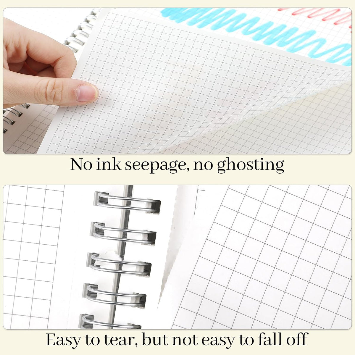 BESARME 2 Pack Graph Paper Spiral Notebooks, 8.5 x 11 In, 80 Sheets