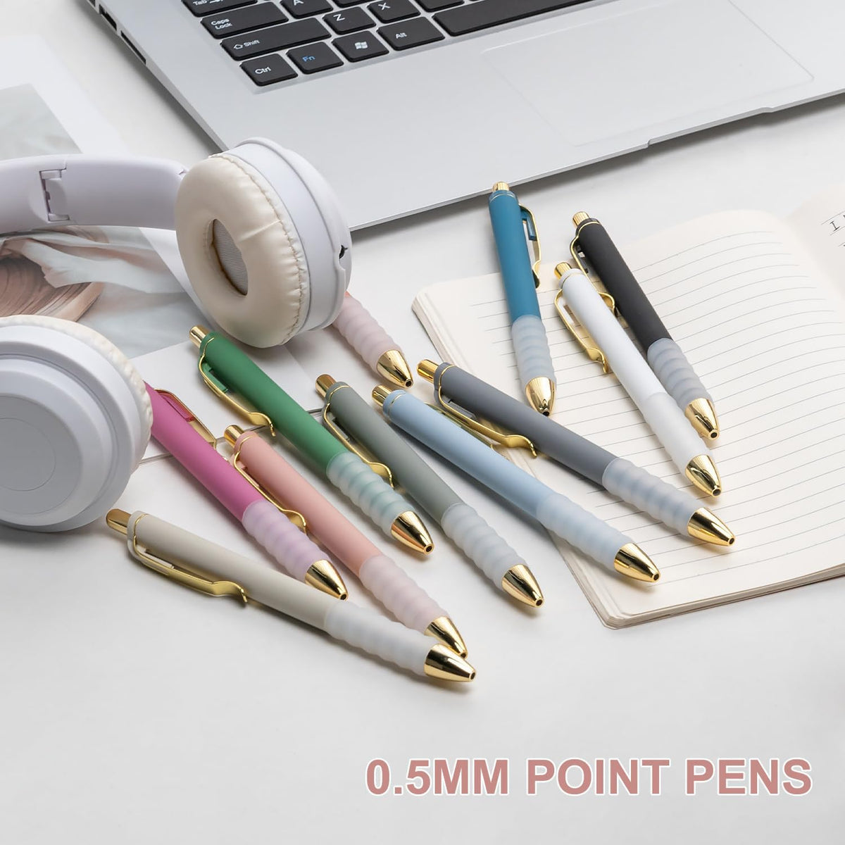 Linbsunne Gel Pens Black Ink Pen 0.5mm Fine Point, 12-count