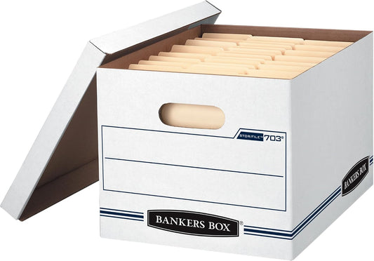 Bankers Box 12-Pack Basic-Duty File Storage Box with Lid, Letter/Legal