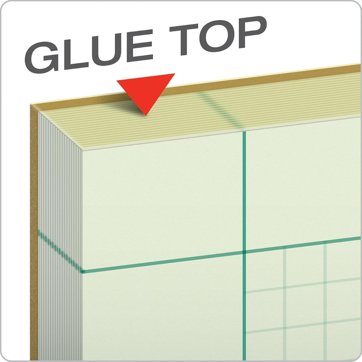 TOPS Engineering Notebooks, Graph Notebooks, 3 Pk Quad Ruled Pad, 8-1/2" x 11", Glue Top, 5 x 5 Graph Rule on Back, Green Tint Paper, 3-Hole Punched, 100 Sheets per Pad (35507A)