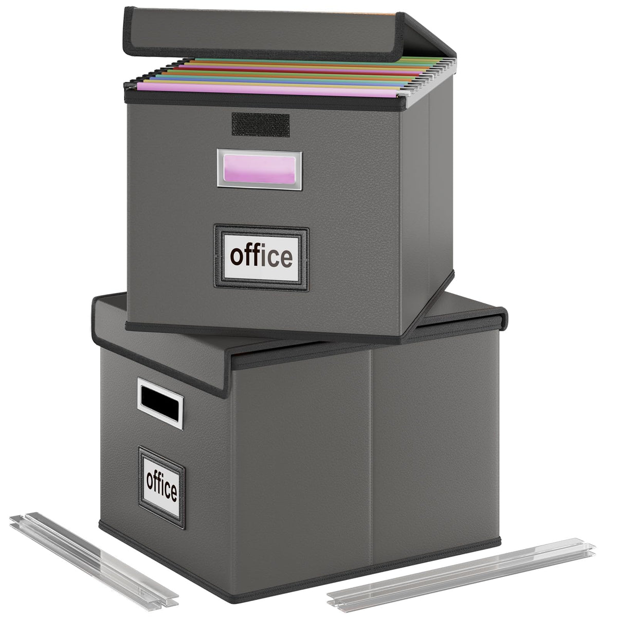 File Organizer Box with Lids, Collapsible File Folder Organizer