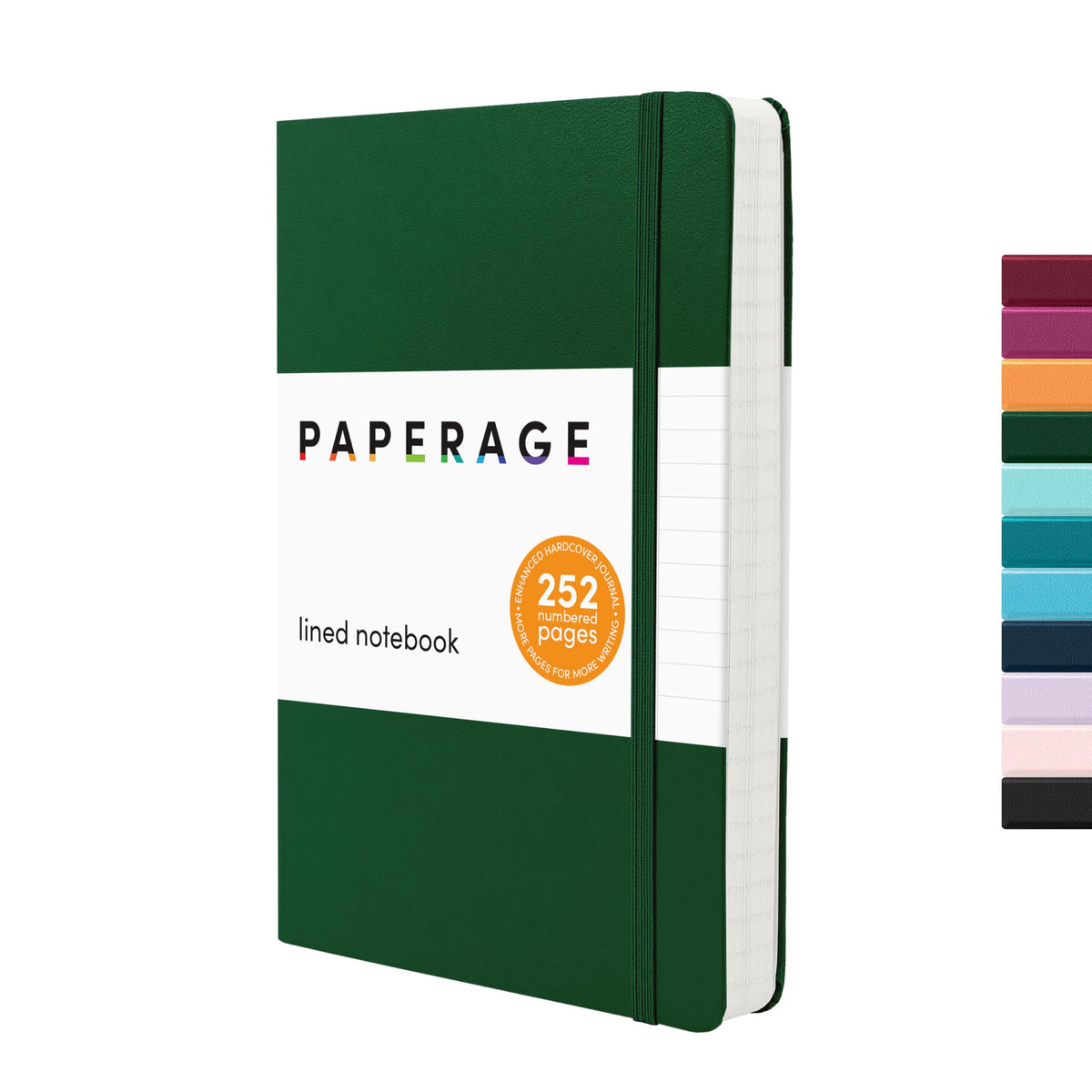 PAPERAGE Lined Journal Notebook, Hardcover Journal for Women & Men, 160 Pages, (5.6 in x 8 in), College Ruled Journaling Notebook for Work, School Supplies & Note Taking, (Green)