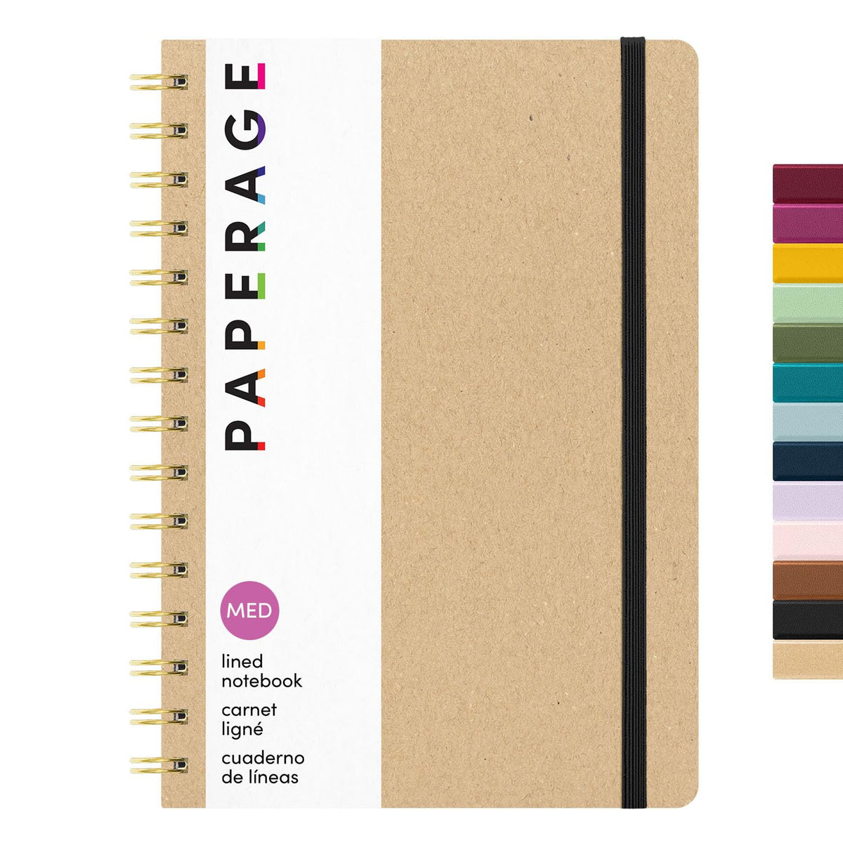 PAPERAGE Lined Spiral Journal Notebook, (Olive Green), 160 Pages, Hardcover Journal for Women & Men, Medium 5.5 in x 8 in - 100 GSM, Thick Paper, Spiral Notebook for Work, School & Journaling