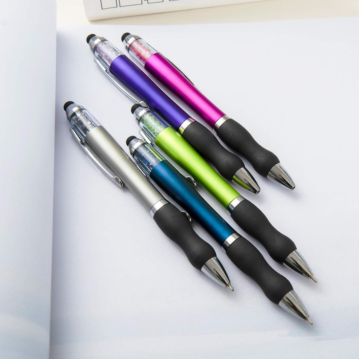 MiSiBao Ballpoint Writing Pens,8 pack(5 count+3 refills) with Stylus Tips 1mm Medium Point Pen Black Ink Pen Stylus Pens for iPads