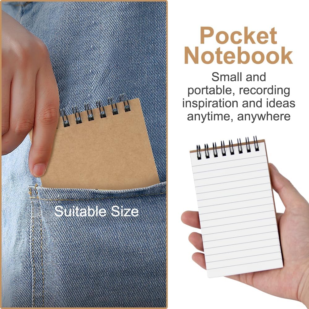 12 Pack 3x5" Mini Notebook, Small Spiral College Ruled Notepad for School