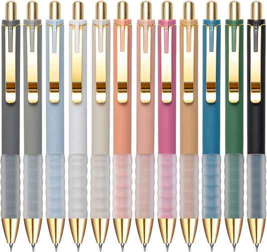 Linbsunne Gel Pens Black Ink Pen 0.5mm Fine Point, 12-count