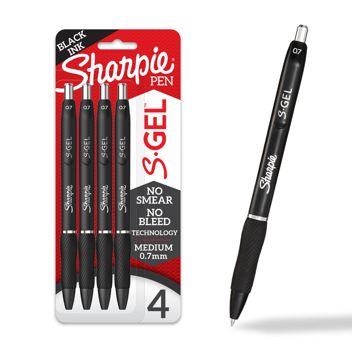 Sharpie S-Gel Gel Pens, Black Barrel, Medium Point (0.7mm), Black Gel Ink, 12 Count - Home, Office, School, Journaling, Writing, Note-Taking, Teacher Supplies