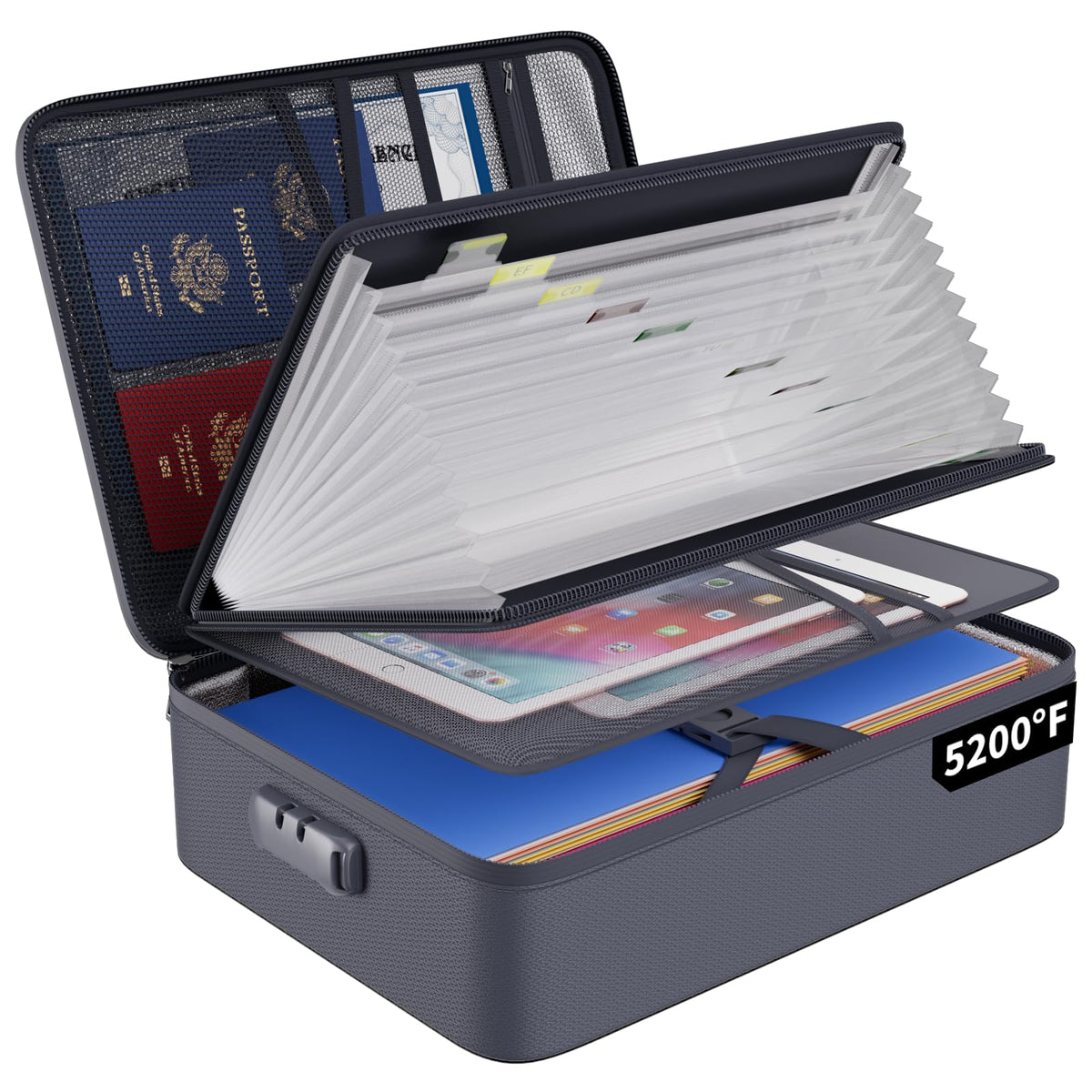 ENGPOW Fireproof File Organizer Bag with 13 Pockets Accordion File Folder