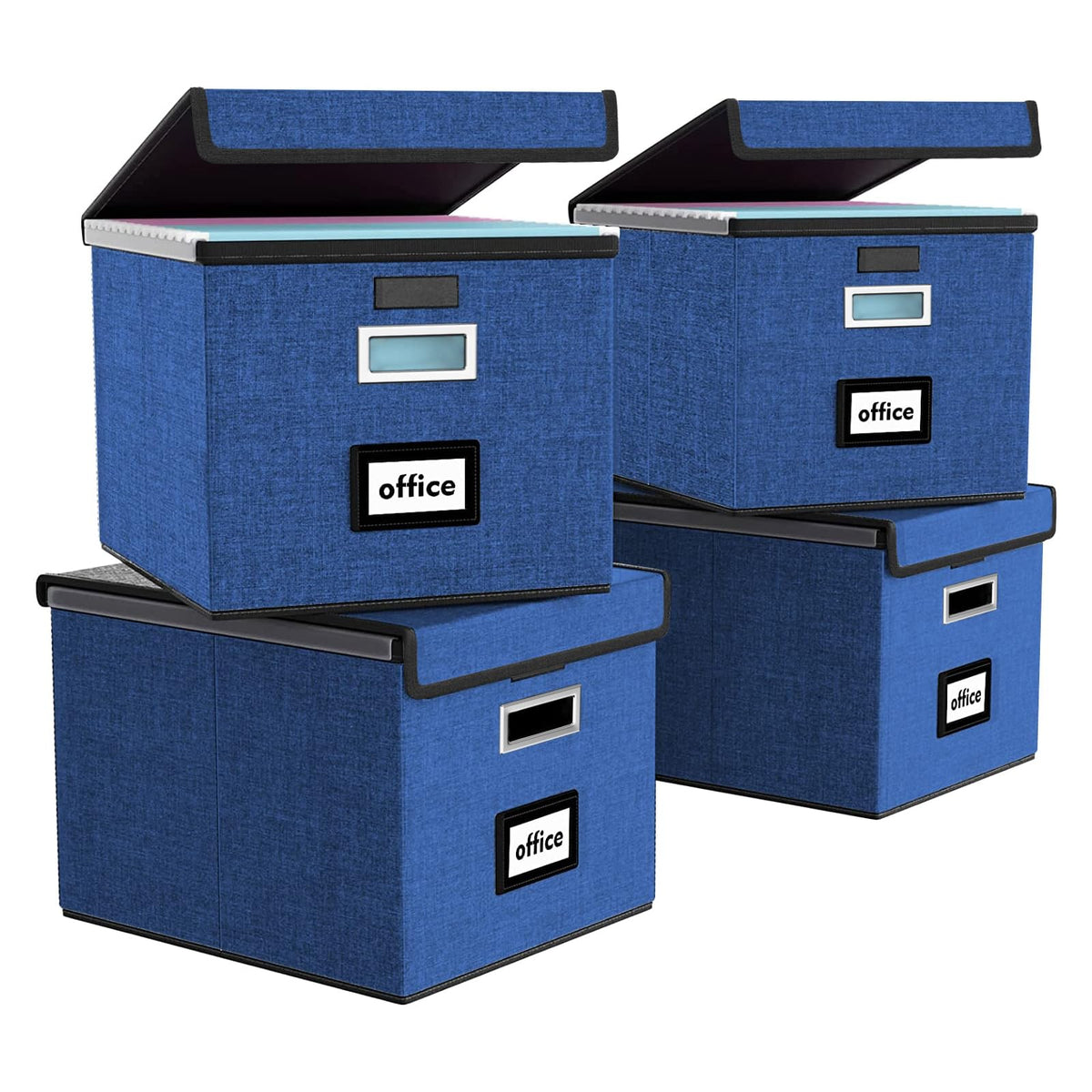 File Organizer Box with Lids, Collapsible File Folder Organizer