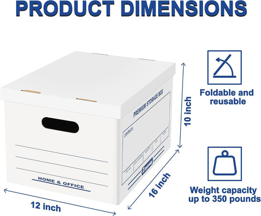 Zzrywuty 12 Pack File Storage Boxes with Lift-Off Lid,16x12x10 Inches