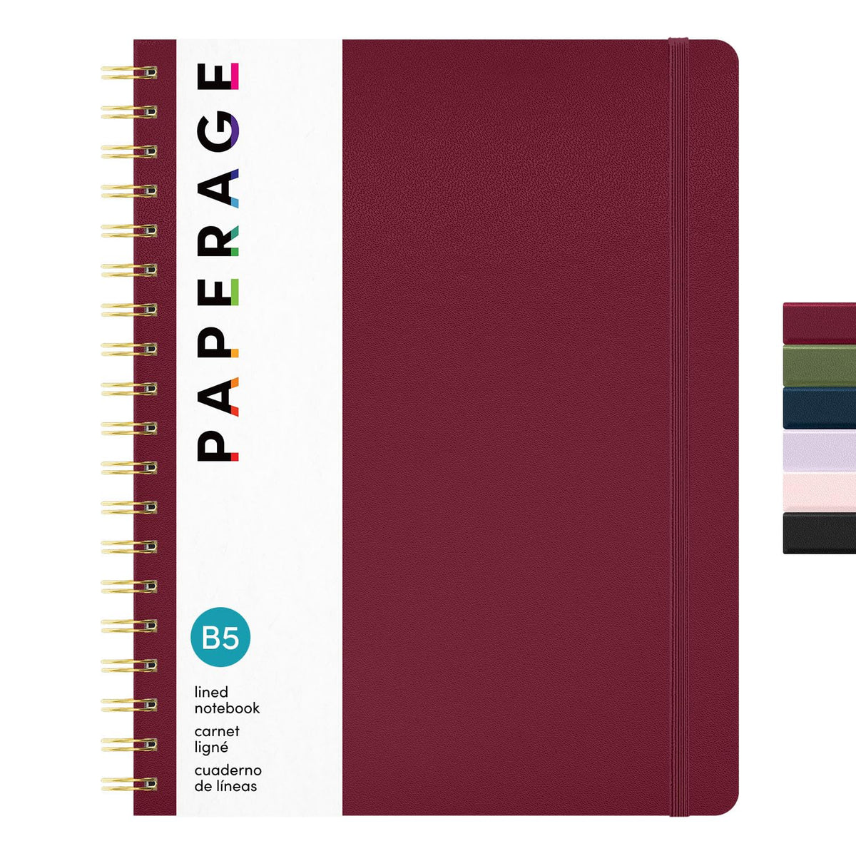 PAPERAGE Lined Spiral Journal Notebook, (Olive Green), 160 Pages, Hardcover Journal for Women & Men, Medium 5.5 in x 8 in - 100 GSM, Thick Paper, Spiral Notebook for Work, School & Journaling