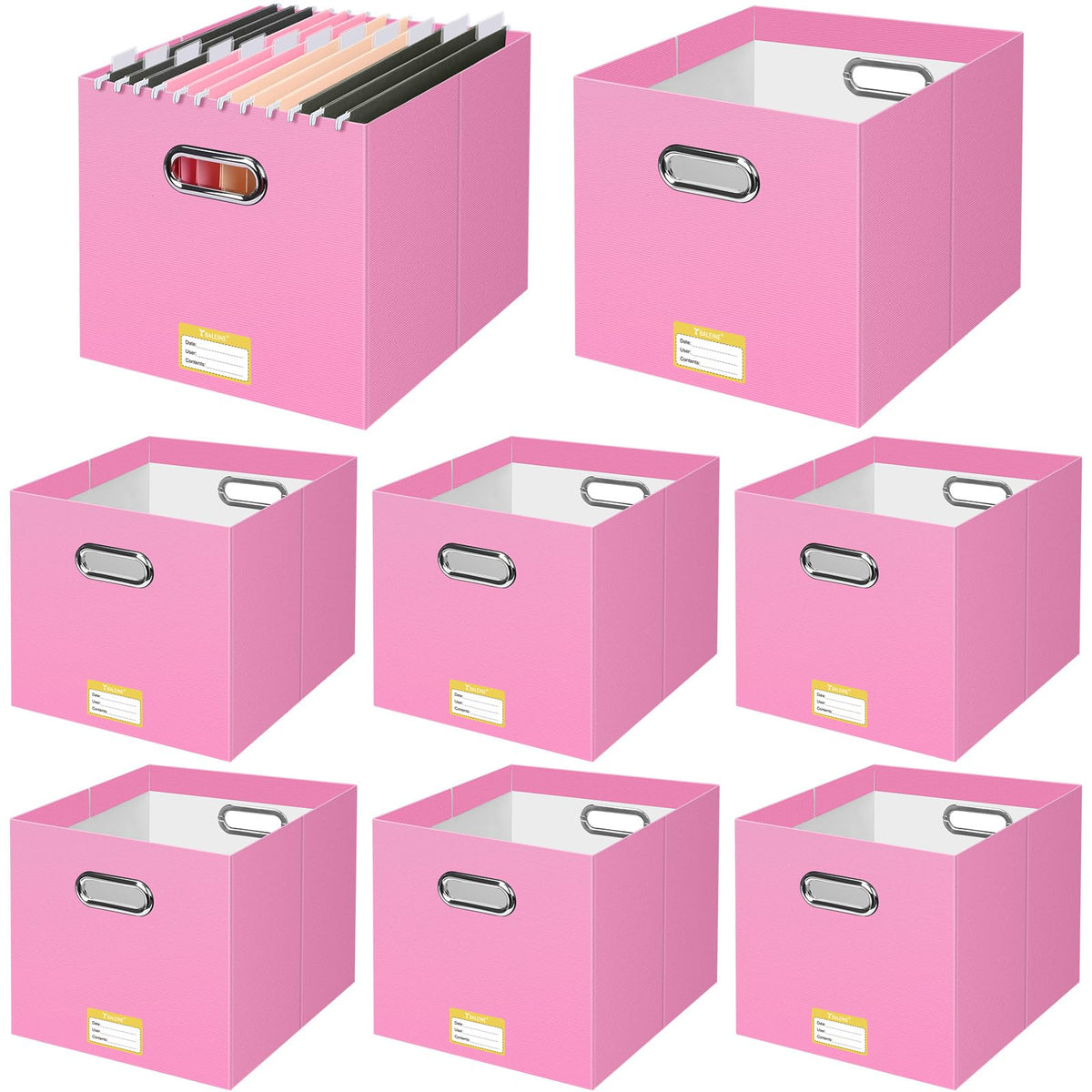 BALEINE 4PK File Organizer Box, Cardboard File Folder Organizer with Handle