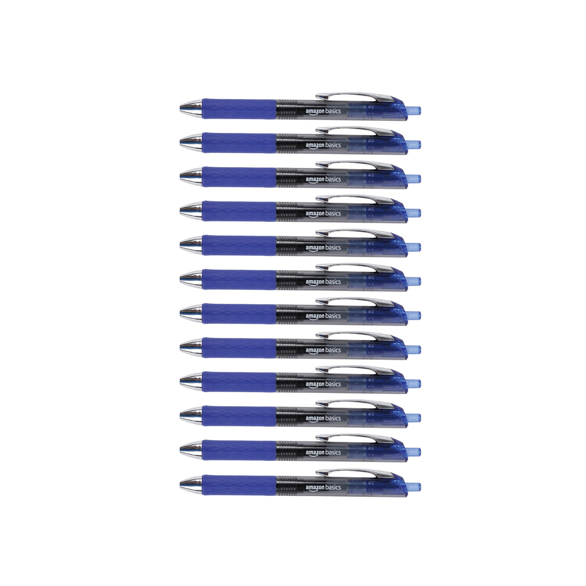 Amazon Basics Retractable Gel Pens, Fine Point 0.7mm, Smooth Writing, Black, No Smudge, School and Office Supplies, 12-Pack