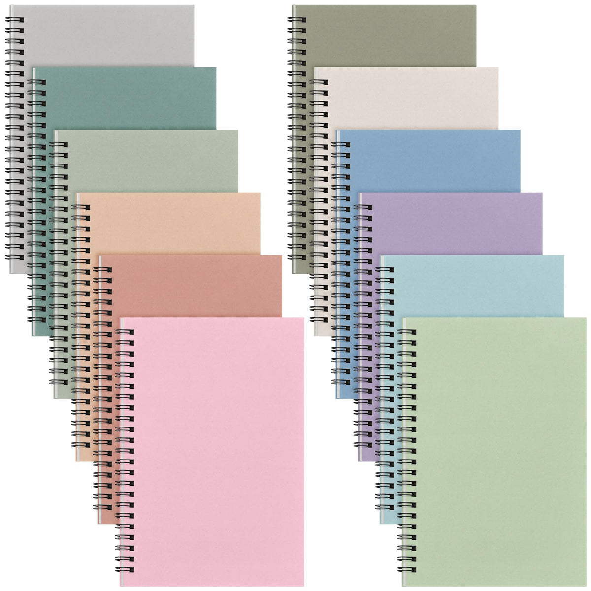 Fuutreo 12 Pcs Spiral Notebook for Work, 8.3 x 5.7 Office Color,Classic