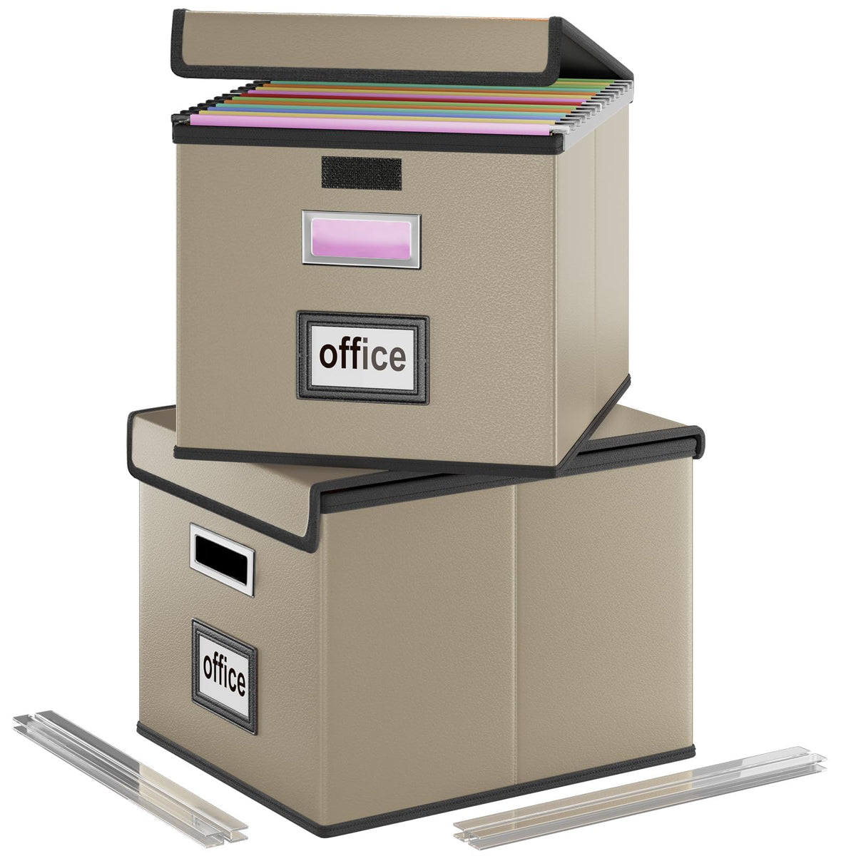 File Organizer Box with Lids, Collapsible File Folder Organizer