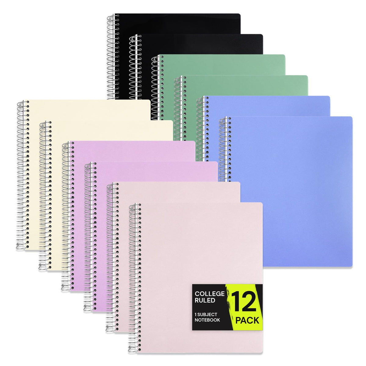ONAVIA 1 Subject Spiral Notebook College Ruled 5 Pack, 140 Pages, Assorted