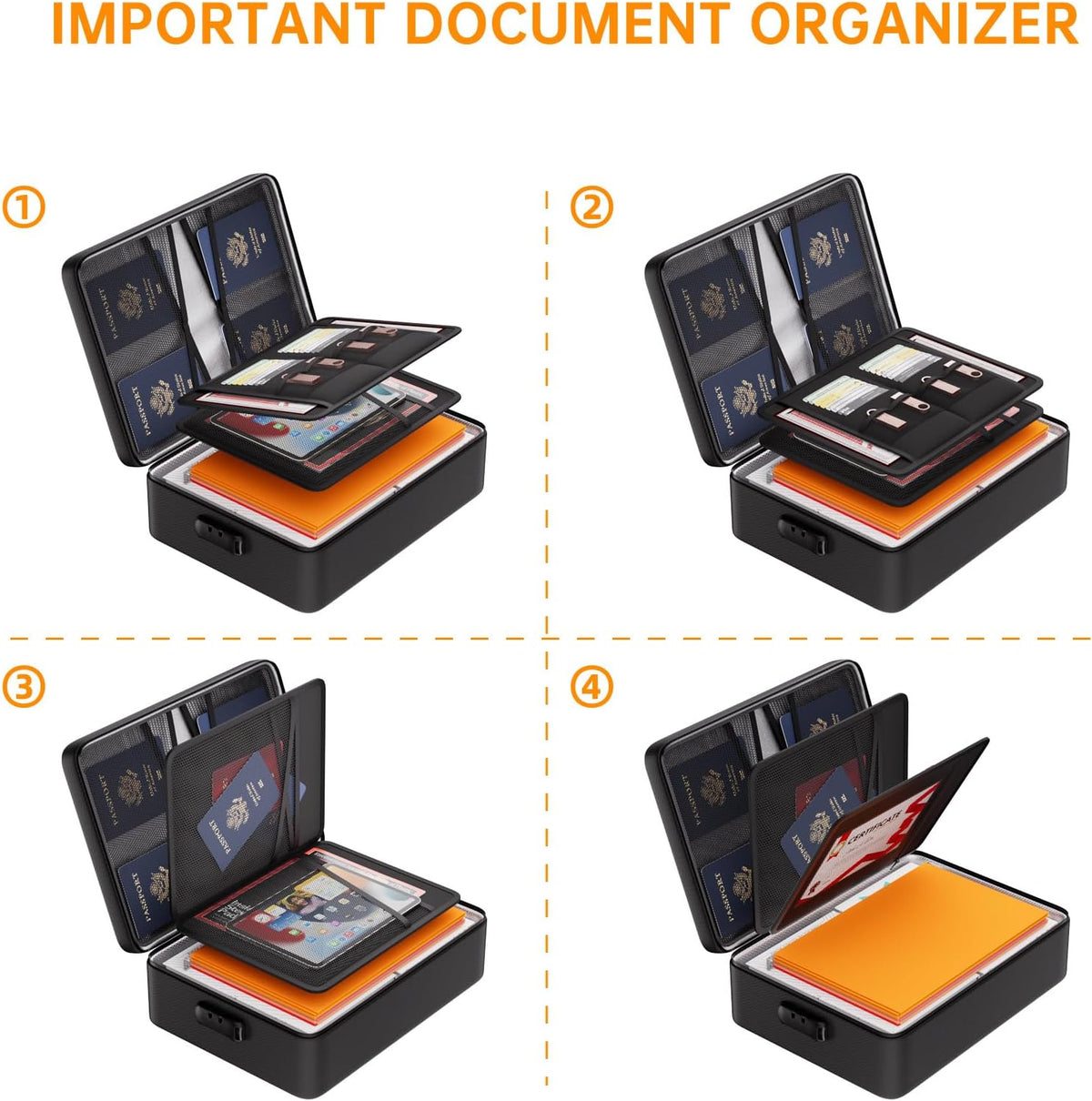 DocSafe 5200°F Fireproof Document Organizer Box with Lock, Heat Insulated