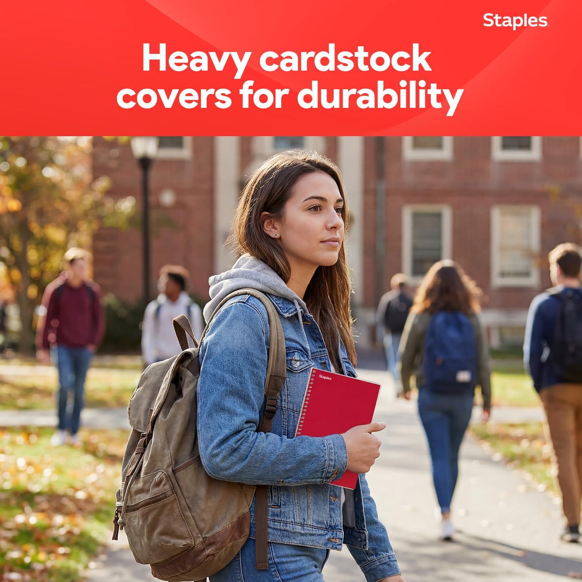 Staples 1-Subject Spiral Notebook, College Ruled, 80 Sheets, 3-Pk