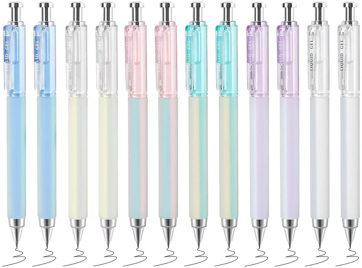 FIOVER 6 Pack 0.5mm Black Gel Pens, Quick Dry Fine Tip Pens